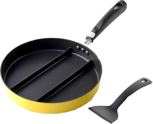 アーネスト フライパンセット (トリプルパン + 専用フライ返し) IH対応 3種類のおかずを同時に作れる たまごやき 汁物も (時短調理) 専用フライ返し付き 大手飲食店愛用ブランド イエロー A-65710【Amazon.co.jp限定】